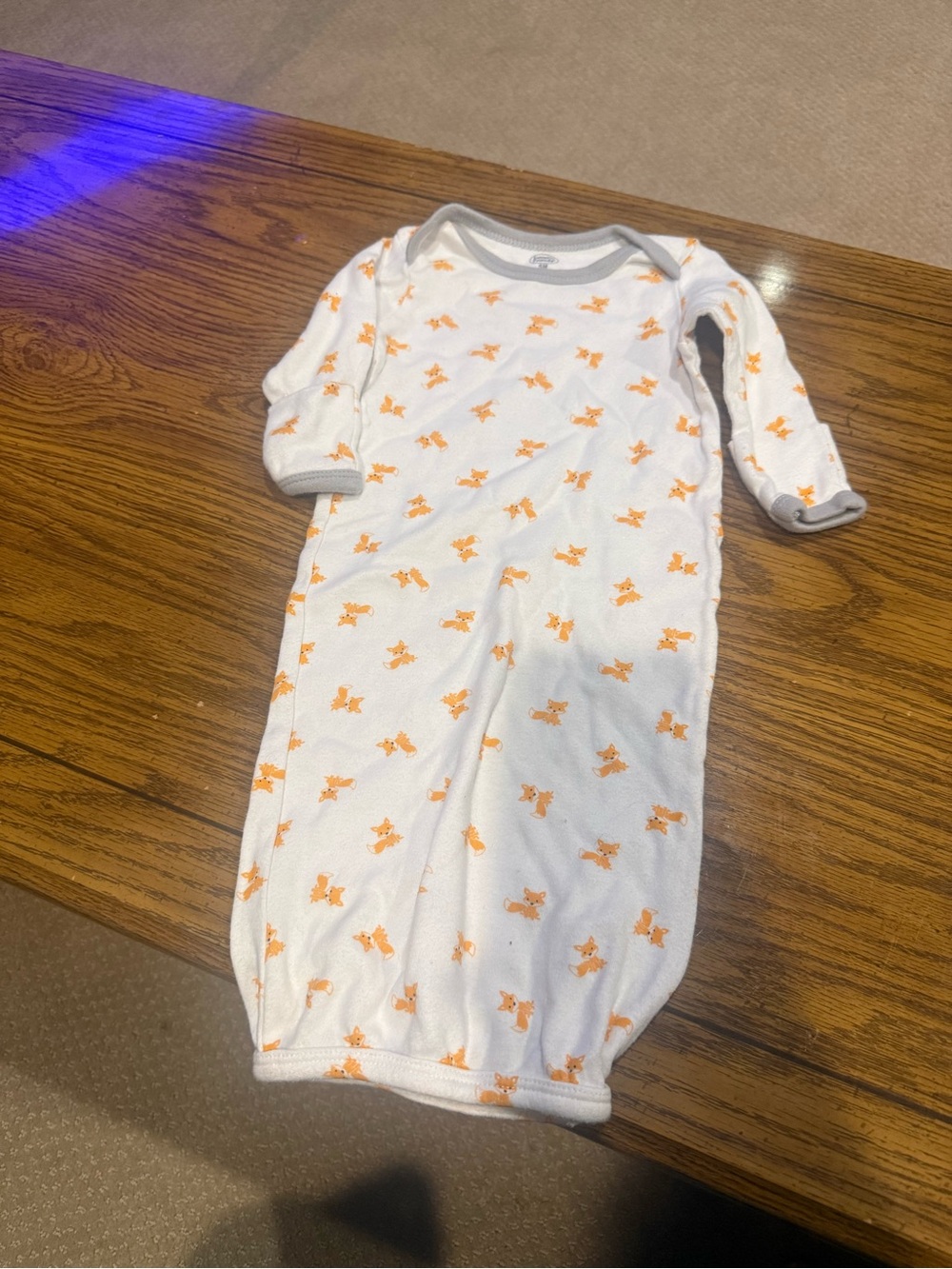 6 for $10 Kids White Sleep Gown with Orange Fox Print